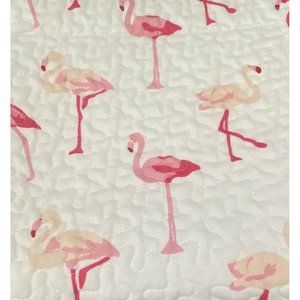 Flamingo Pillow Sham Quilted Pillowcase Standard Beach House Pink White Nice !